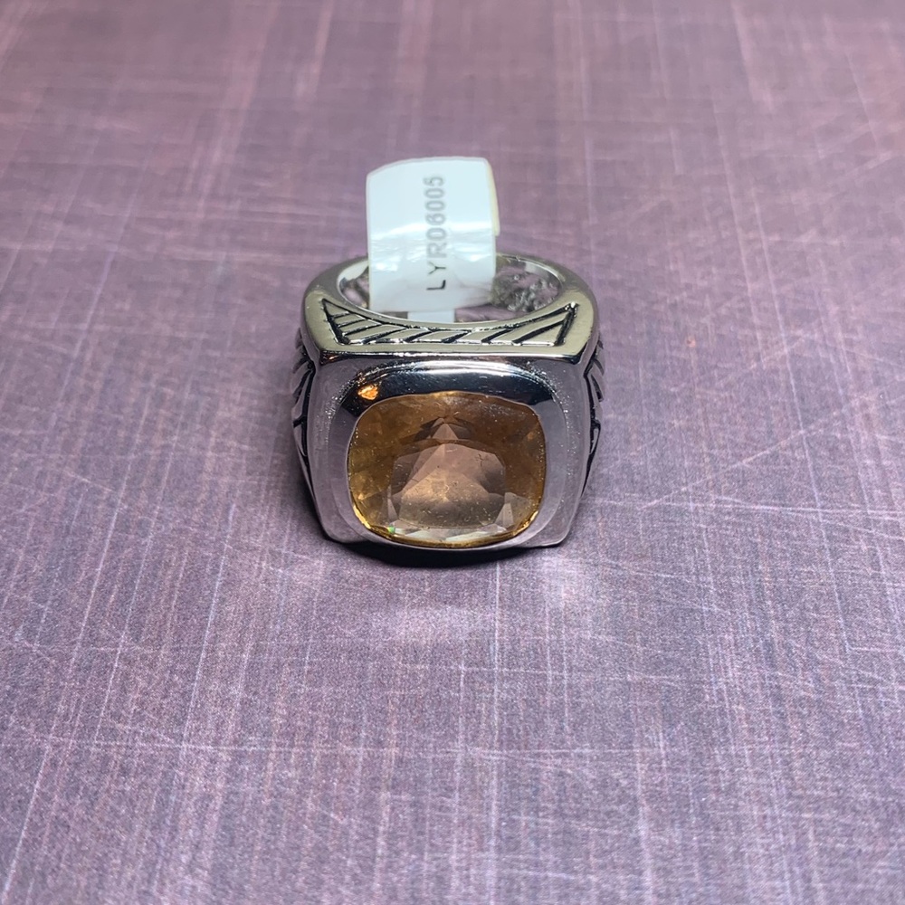 Castlecore Silver Ring with Champagne Colored Gemstone